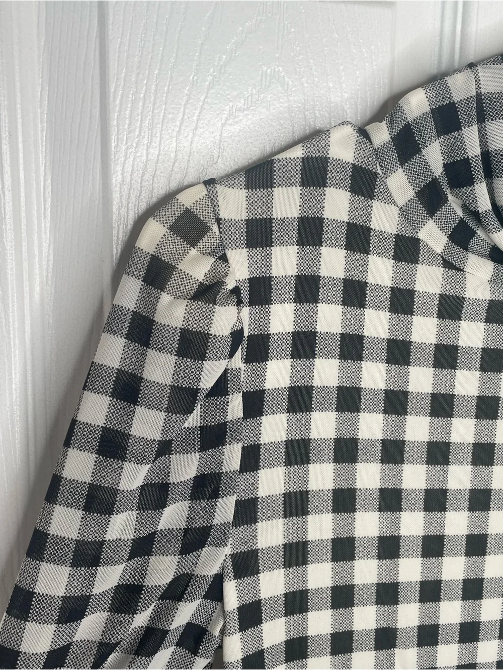Free People Gather Mesh Tee Gingham Plaid Preppy Academia in Black Combo S